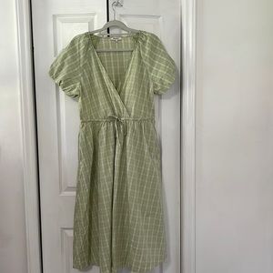 Madewell tie waste plaid midi dress